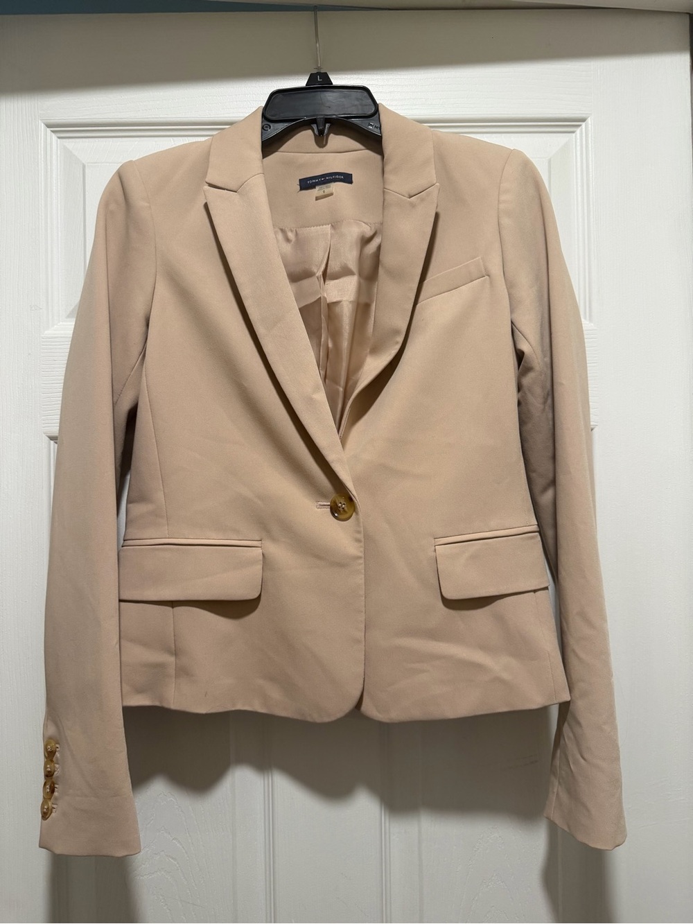 Tommy Hilfiger Women's Beige Single-Button Blazer